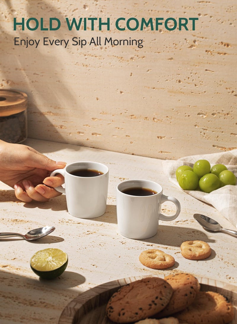 Sweese 3.5oz Porcelain Espresso Cups Set of 4, Mini Coffee Mugs Demitasse Cups - White - Image 3