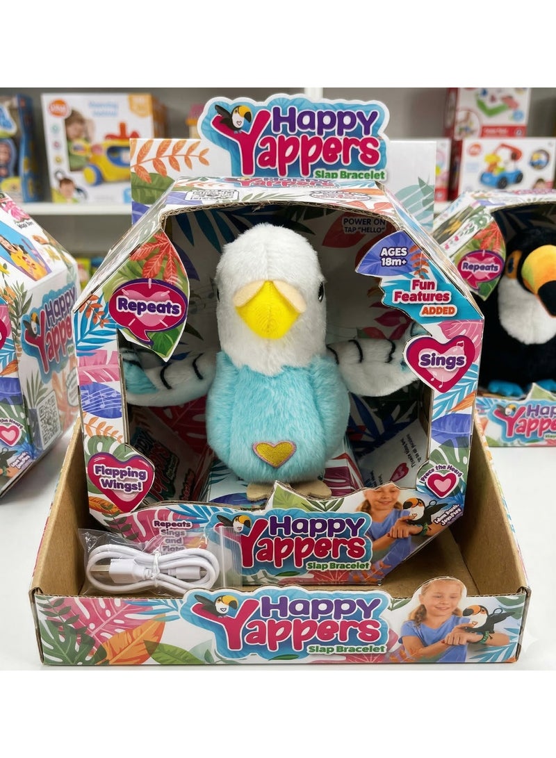 Happy Yappers لعبة ببغاء هابي يابرز - تركواز تفاعلية تتحدث وتغني من القماش | طائر مقلد صوت قابل لإعادة الشحن مع وضع دويتو للأطفال 18 شهرًا وما فوق (9404) - Image 3