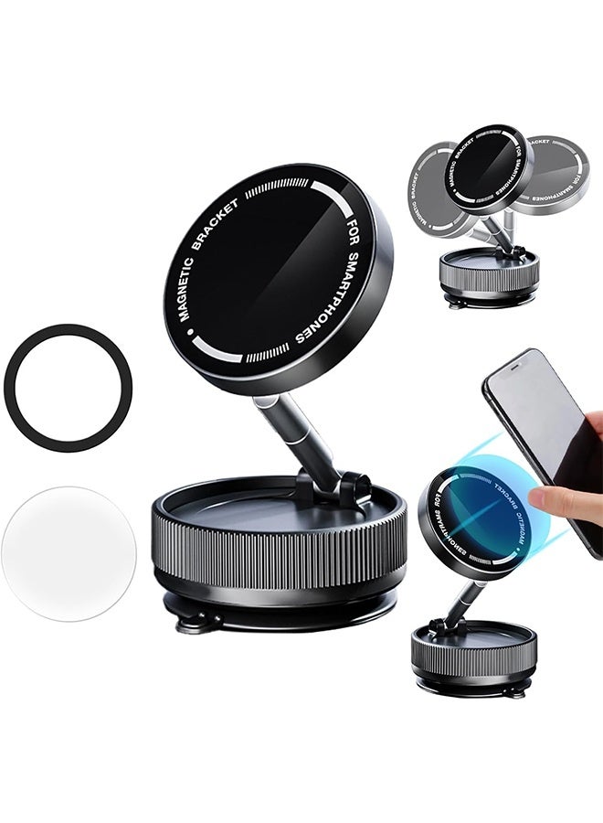 Magnetic Car Phone Holder, 360° Adjustable, Zinc Alloy Vacuum Strong Suction Cup, Suitable for Car, Travel and Gym, Glass, with Four Installation Tools - Image 2