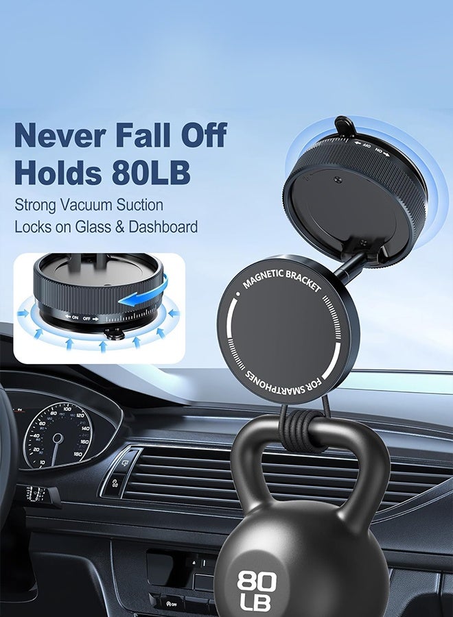 Magnetic Car Phone Holder, 360° Adjustable, Zinc Alloy Vacuum Strong Suction Cup, Suitable for Car, Travel and Gym, Glass, with Four Installation Tools - Image 5