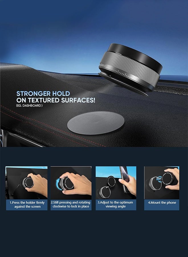 Magnetic Car Phone Holder, 360° Adjustable, Zinc Alloy Vacuum Strong Suction Cup, Suitable for Car, Travel and Gym, Glass, with Four Installation Tools - Image 4
