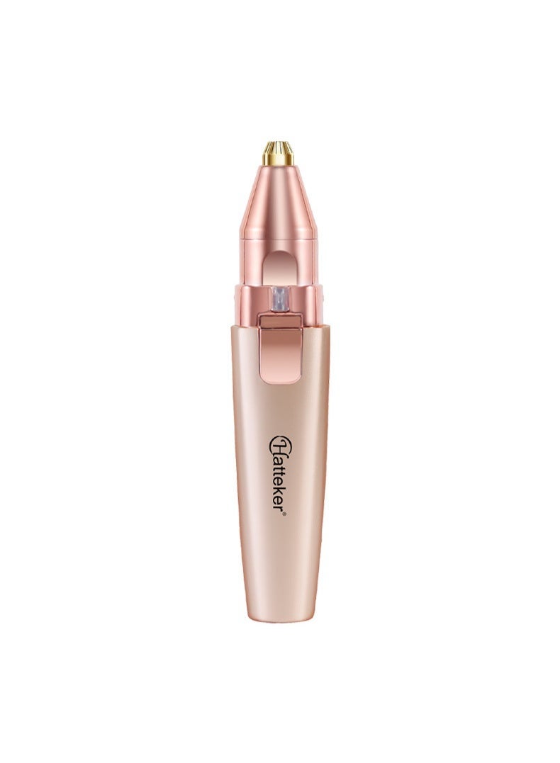 Hatteker Rechargeable Eyebrow Trimmer & Facial Hair Remover for Women, 2 IN 1 Eyebrow Razor and Flawless Hair Remover, Eyebrow Lips Nose Body Facial Hair Removal for Women with Built-in LED Light (Rose Gold) - Image 2
