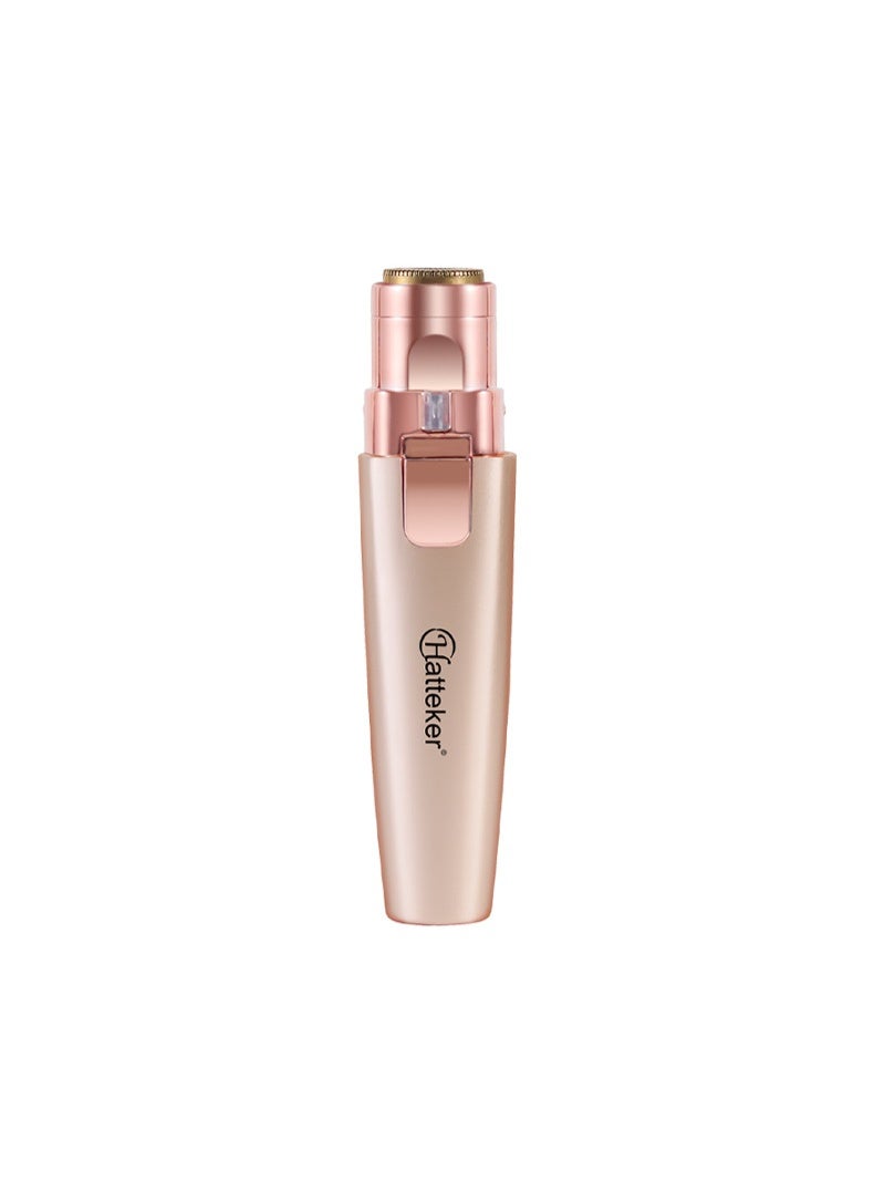 Hatteker Rechargeable Eyebrow Trimmer & Facial Hair Remover for Women, 2 IN 1 Eyebrow Razor and Flawless Hair Remover, Eyebrow Lips Nose Body Facial Hair Removal for Women with Built-in LED Light (Rose Gold) - Image 3