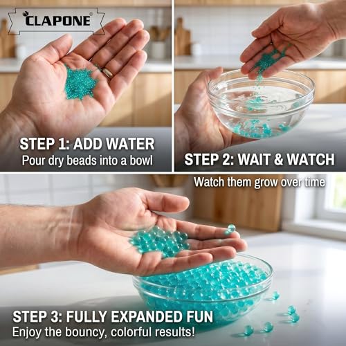 CLAPONE Gel Balls 7-8mm Water Bullets for Blaster Gun, High Absorbent Water Beads Ammo, Non-Toxic Gel Blaster Refill Balls for Shooting Practice, Decoration & Play (Green, 20000 Pcs) - Image 4