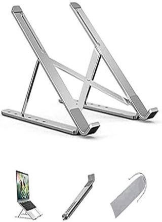 Smilee Laptop Stand Adjustable, Ergonomic Portable and Adjustable Aluminum Laptop Stand for Desk, Cooling Aluminum Ventilated Notebook Riser for MacBook Air, Thinkpad, Tablet and iPad (Grey) - pzsku/Z59209153FA1D061CB92AZ/45/_/1720390043/e161bde9-8c42-45c0-9e0c-a751e5fbb75c