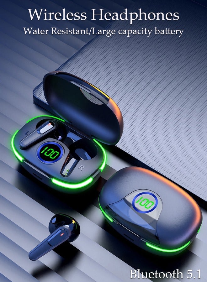 DUNISO Wireless Earbuds Bluetooth V5.1 Headphones Deep Bass Stereo Ear Buds with LED Power Display Charging Case Earphones with Mic Headset for Game Sports and Music - Image 1