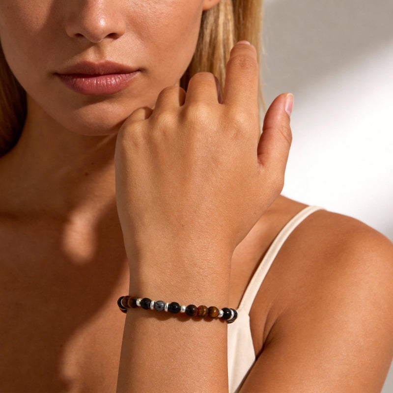 Kenailw Triple Protection Bracelet for Women Gifts, Crystal Hematite Black Tourmaline Tigers Eye Beaded Healing Obsidian Guardian Piedra Turmalina Negra Natural Stones Jewelry - Image 5