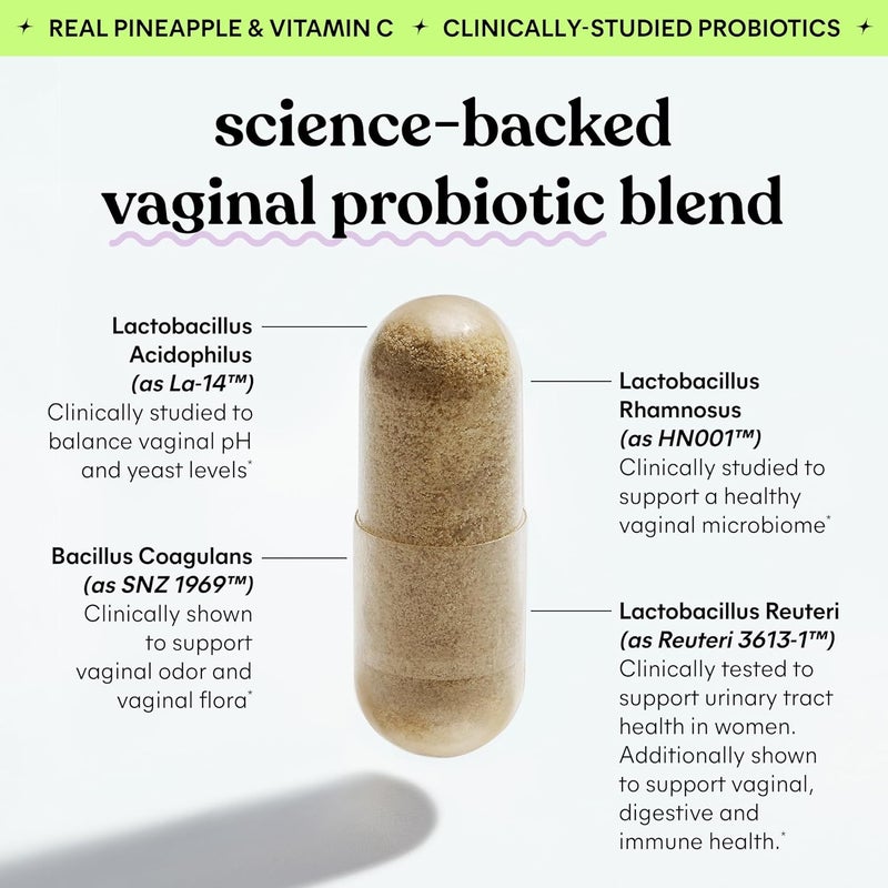 Lemme Purr Vaginal Probiotics for Women  Promotes pH Balance Healthy Vaginal Odor  Urinary Tract Health wLactobacillus Blend Clinically Tested Strains Pineapple  Vitamin C  60 Veggie Capsules - Image 3