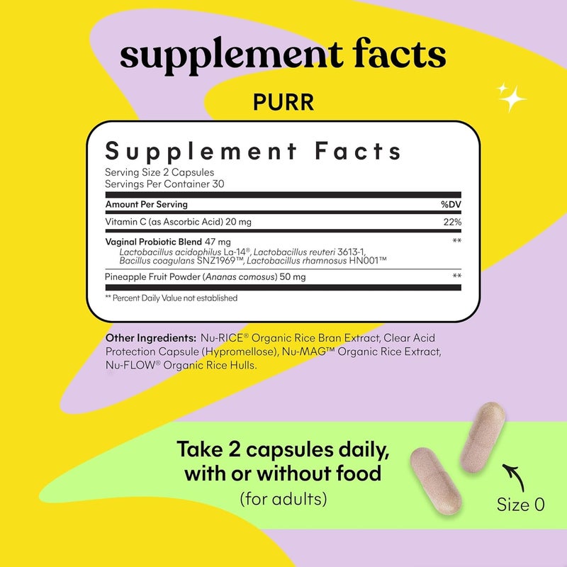 Lemme Purr Vaginal Probiotics for Women  Promotes pH Balance Healthy Vaginal Odor  Urinary Tract Health wLactobacillus Blend Clinically Tested Strains Pineapple  Vitamin C  60 Veggie Capsules - Image 5
