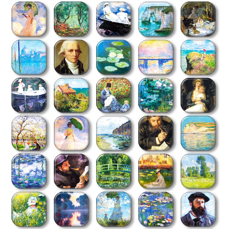 MORCART 30Pack Art Fridge Decorative Magnets Cute Refrigerator Magnets for Locker Whiteboard School Office and Kitchen Monet