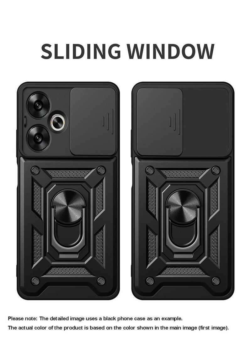 Case for OPPO A5 Pro with Sliding Camera Cover, Kickstand, PC+TPU Dual-Layer Back Cover,Blue - Image 3