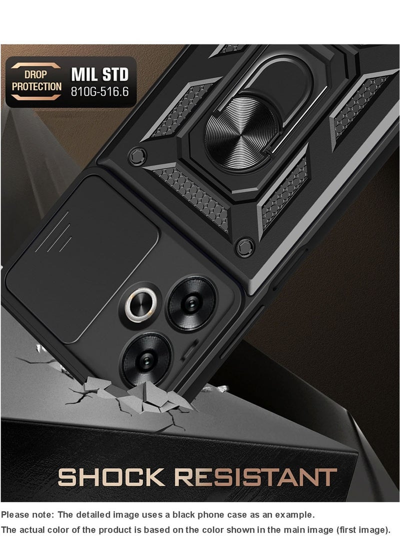 Case for OPPO A5 Pro with Sliding Camera Cover, Kickstand, PC+TPU Dual-Layer Back Cover,Blue - Image 4