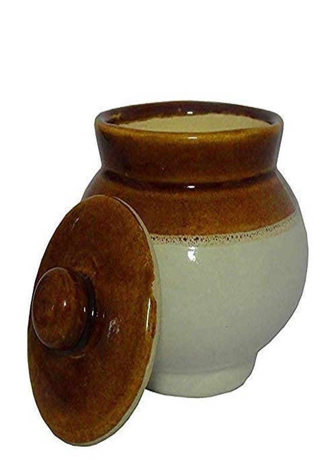 Qimacplus Ceramic Pickle Jars for Dining Table With Lids & Holder | Achar Handi | Kitchen Storage & Dinning Table | Achaar Barni 250 ML Set of 1 - Image 1