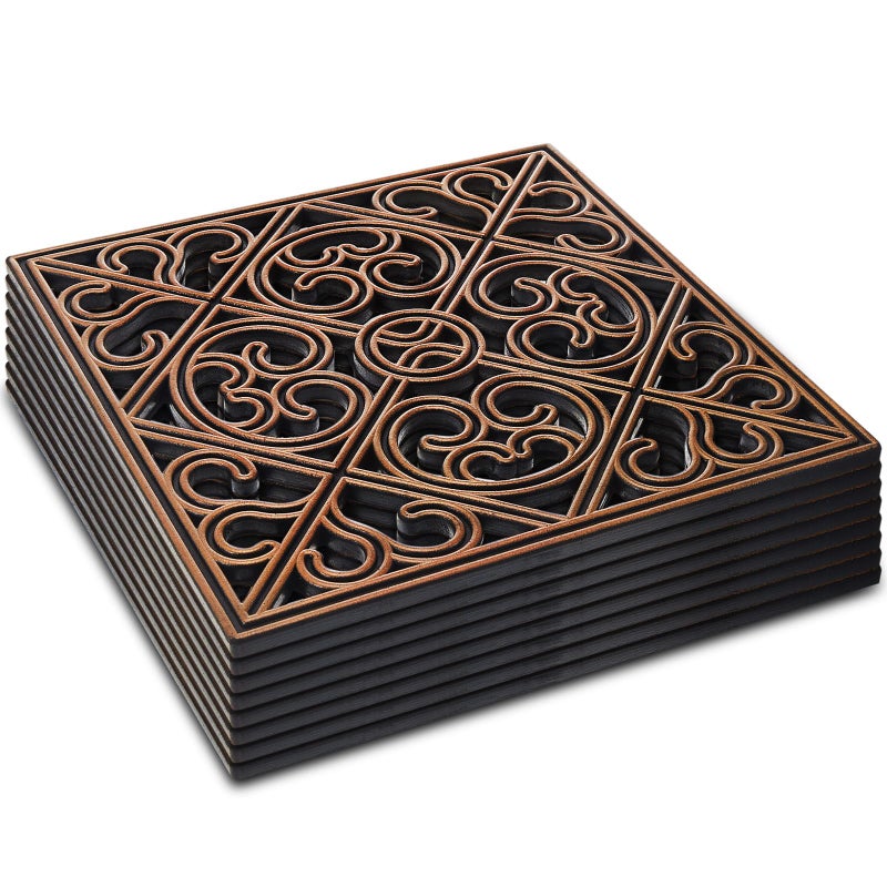 Pangda 8 Pcs Rubber Stepping Stones Outdoor Garden Walkway, 12 x 12 Inch Heavy Duty Pathway Pavers Retro Decorative Stepping Stones for Outside Landscaping Yard Lawn Path(Copper,Cross Square) - Image 1