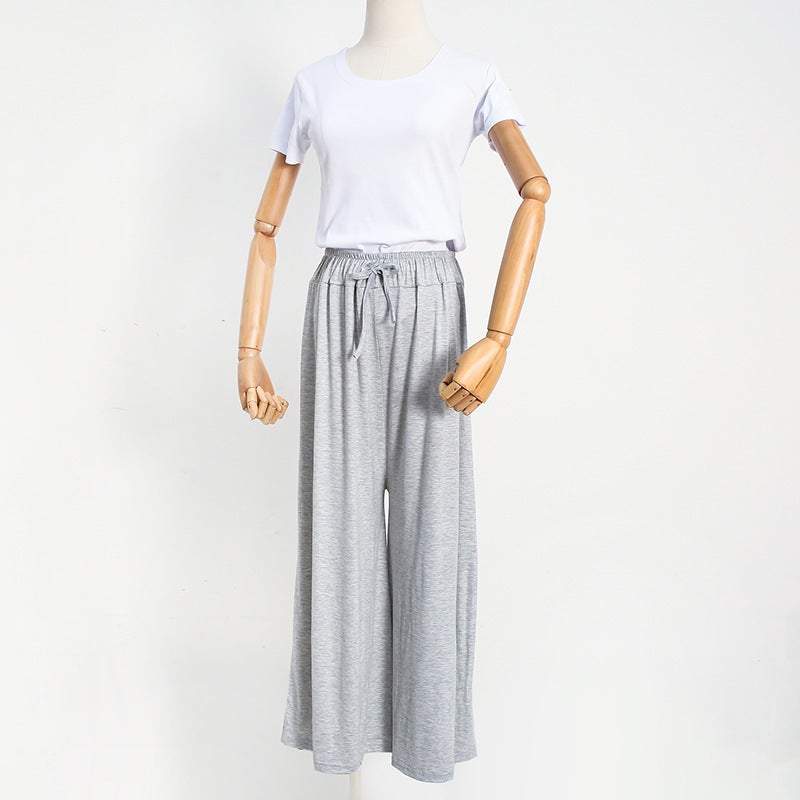 Japanese Plus-Size Casual Loose High-Waist Pants Light gray  - Image 1