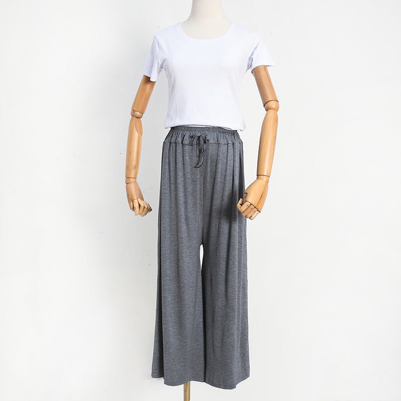 Japanese Plus-Size Casual Loose High-Waist Pants Light gray  - Image 2