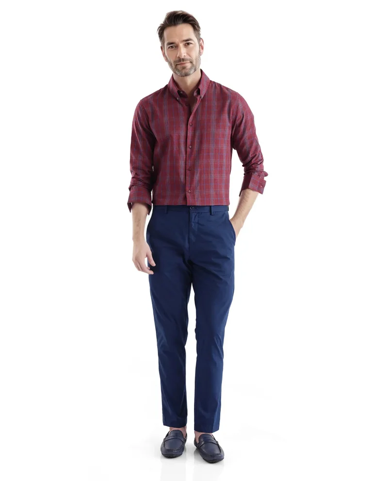Rare Rabbit Rare Rabbit Men's Rudo Dark Red Cotton Fabric Full Sleeve Regular Fit Checks Shirt