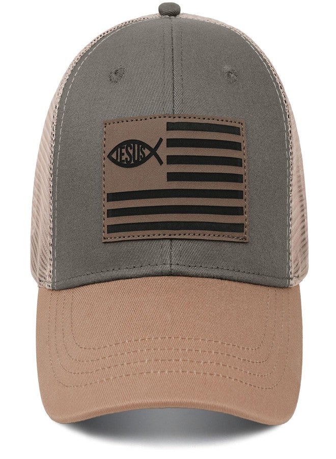 THIN MOUTH Christian Jesus Fish Flag Hat - Faith Snapback Trucker Hat for Men Women - Religious Gifts for Thanksgiving Christmas - Image 1