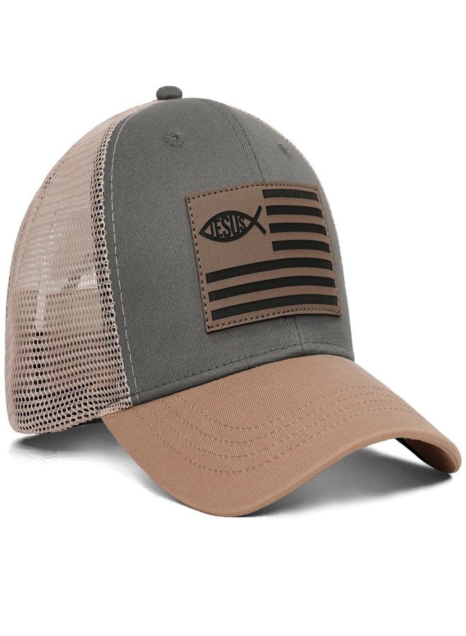 THIN MOUTH Christian Jesus Fish Flag Hat - Faith Snapback Trucker Hat for Men Women - Religious Gifts for Thanksgiving Christmas - Image 2