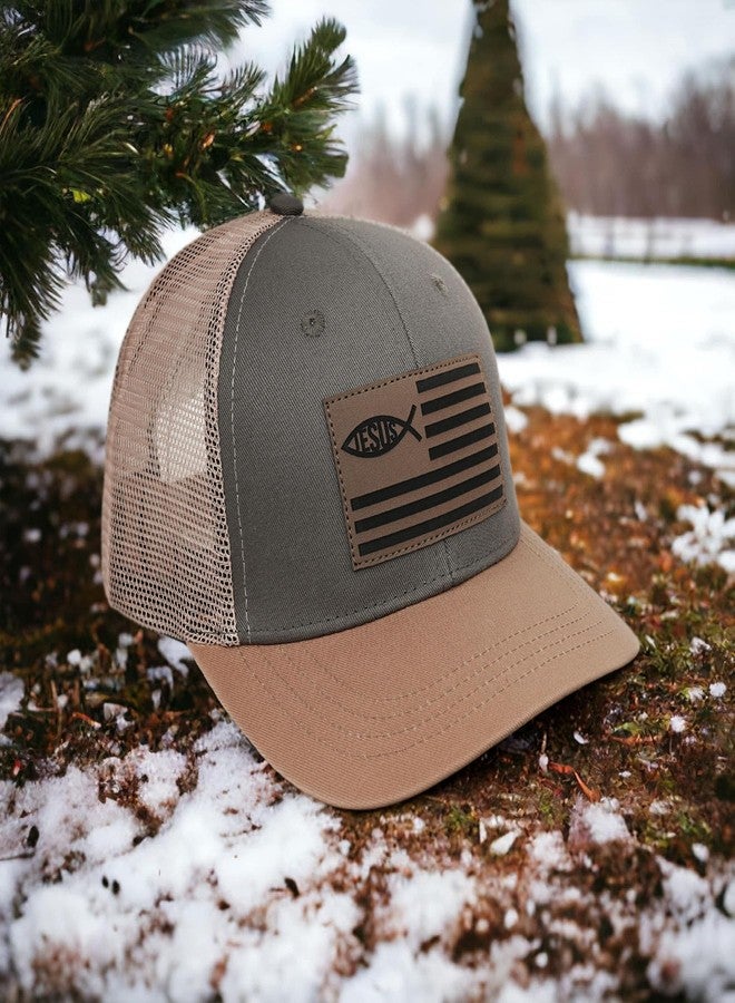 THIN MOUTH Christian Jesus Fish Flag Hat - Faith Snapback Trucker Hat for Men Women - Religious Gifts for Thanksgiving Christmas - Image 4