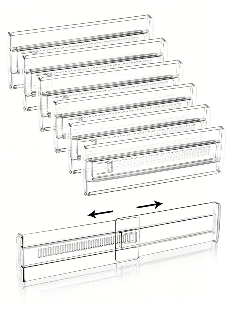 YGNNBC Adjustable Drawer Divider Set of 6, Transparent Extendable Dividers 28.7-50.5cm, Non-Slip and Scratch-Resistant Plastic Drawer Organizer, Suitable for Kitchen, Bedroom, Bathroom, Office - Image 1