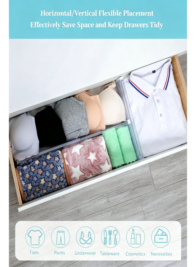 YGNNBC Adjustable Drawer Divider Set of 6, Transparent Extendable Dividers 28.7-50.5cm, Non-Slip and Scratch-Resistant Plastic Drawer Organizer, Suitable for Kitchen, Bedroom, Bathroom, Office - Image 2