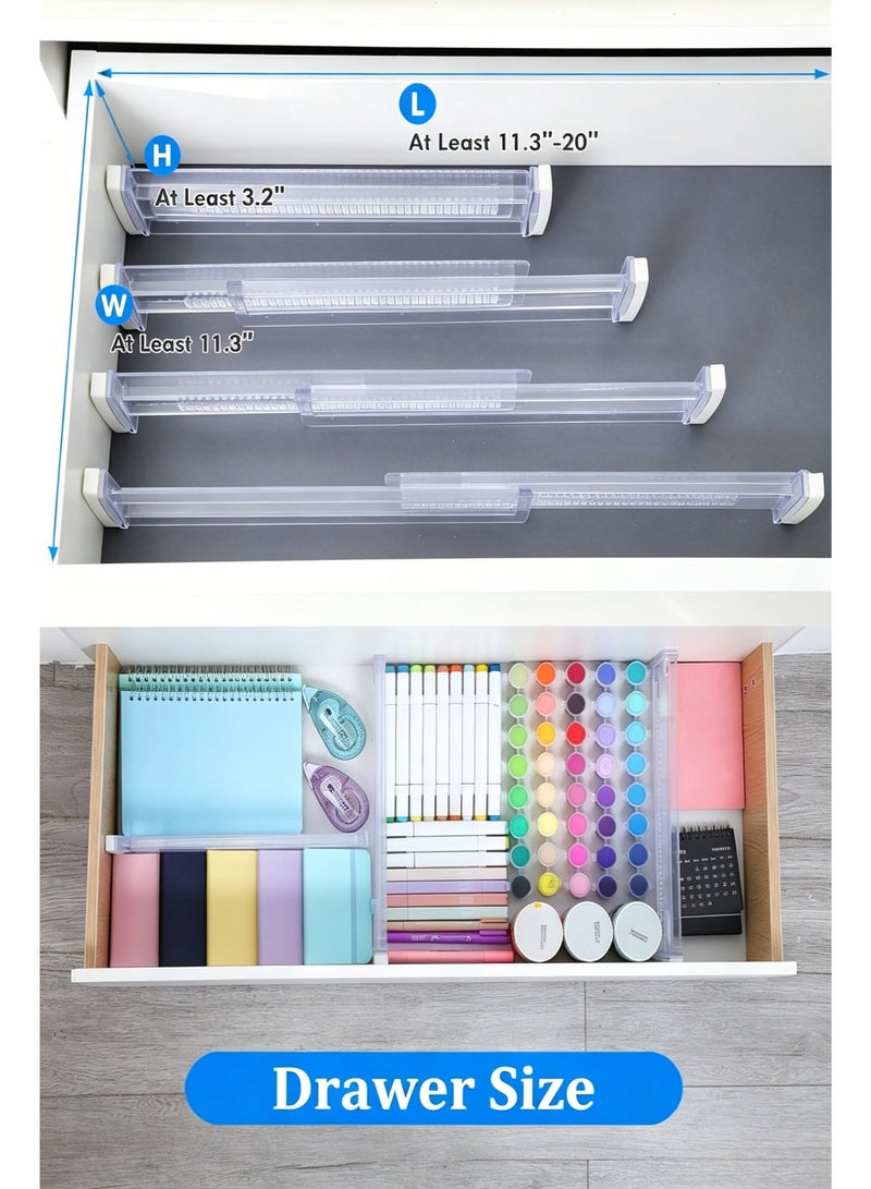 YGNNBC Adjustable Drawer Divider Set of 6, Transparent Extendable Dividers 28.7-50.5cm, Non-Slip and Scratch-Resistant Plastic Drawer Organizer, Suitable for Kitchen, Bedroom, Bathroom, Office - Image 4