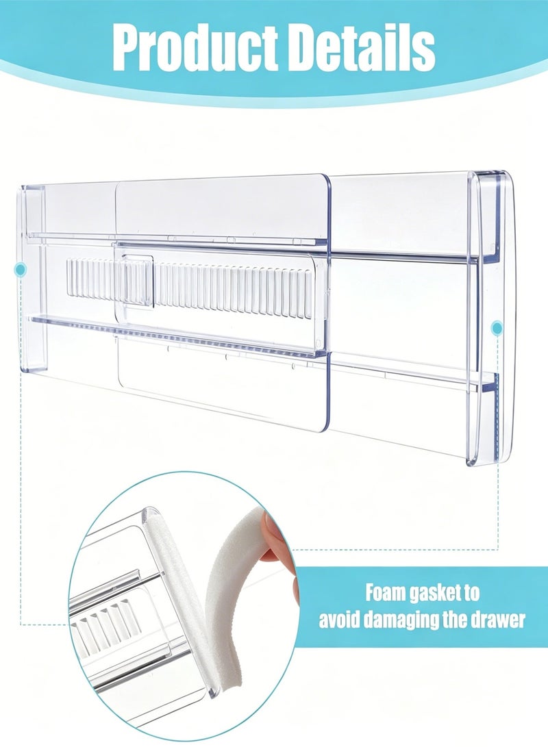 YGNNBC Adjustable Drawer Divider Set of 6, Transparent Extendable Dividers 28.7-50.5cm, Non-Slip and Scratch-Resistant Plastic Drawer Organizer, Suitable for Kitchen, Bedroom, Bathroom, Office - Image 5