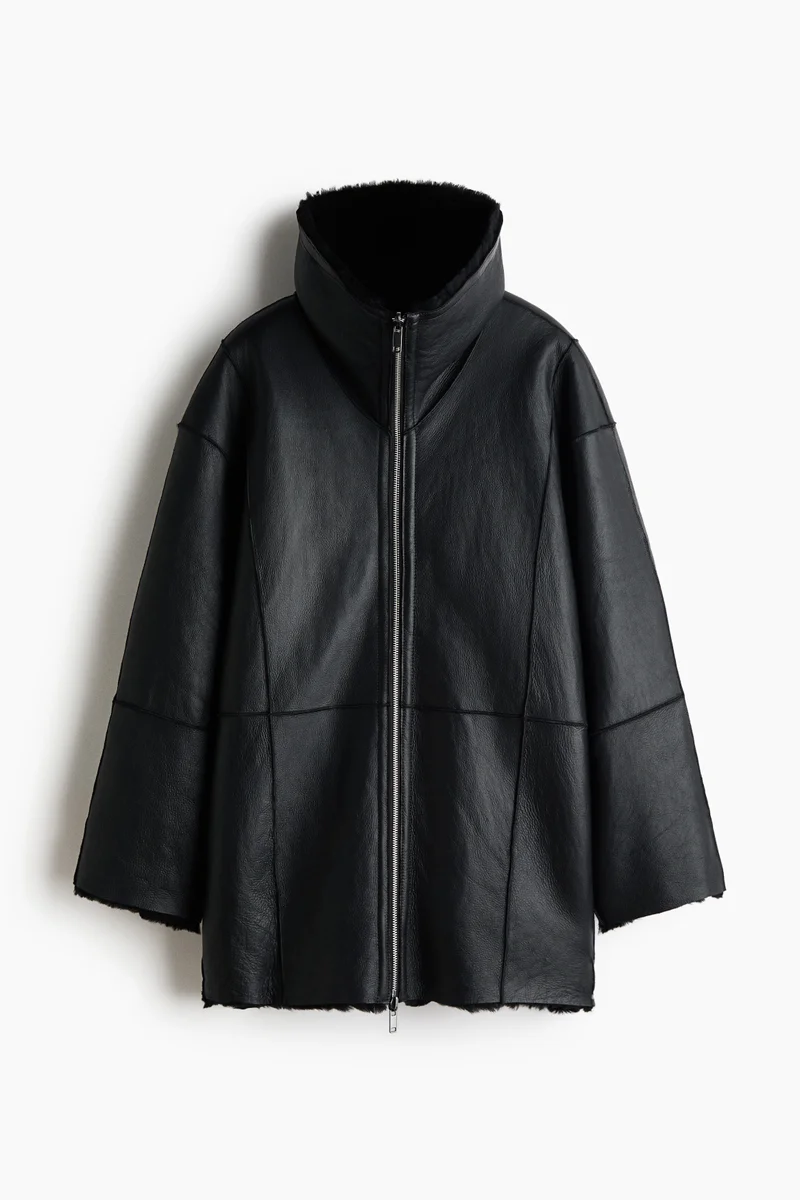Reversible shearling jacket