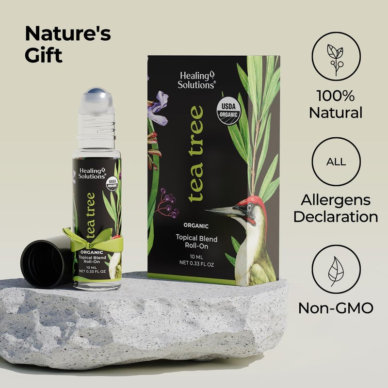 Healing Solutions (2 Pack) USDA Certified Organic Tea Tree Essential Oil Roll-On for Sleep & Skin - Body Oil Topical Applicator - Image 5