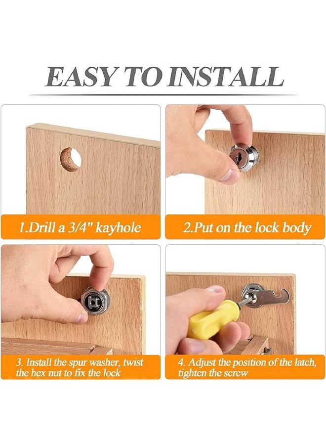 yongsheng 13/16 in(20MM) Cylinder Cam Cylinder Lock Mailbox Cabinet Cupboard Drawer Furniture Tool Box Locker Cabinet Hardware Locks(4Pack)  - Image 2