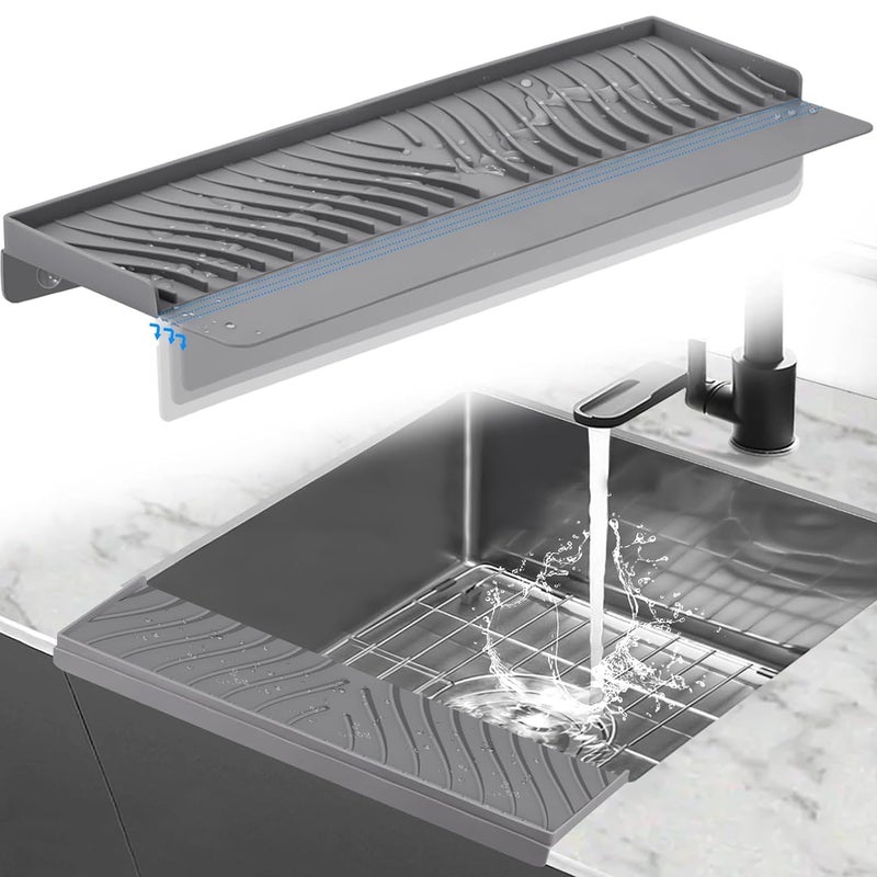 CoolShef CoolShef Silicone Sink Splash Guard for Kitchen Basin - Flexible Sink Water Splash Guard, Cuttable Silicone Sink Edge Protector & Countertop Cover, Prevents Splashes, Stains, Scratches (4x20 Inches)  - Image 1