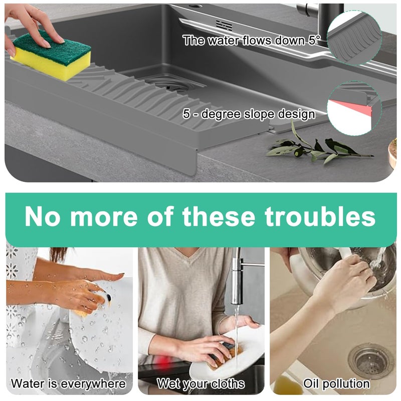 CoolShef CoolShef Silicone Sink Splash Guard for Kitchen Basin - Flexible Sink Water Splash Guard, Cuttable Silicone Sink Edge Protector & Countertop Cover, Prevents Splashes, Stains, Scratches (4x20 Inches)  - Image 5