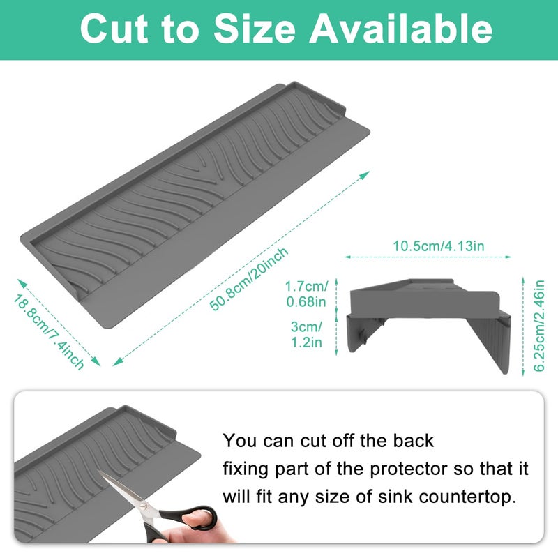 CoolShef CoolShef Silicone Sink Splash Guard for Kitchen Basin - Flexible Sink Water Splash Guard, Cuttable Silicone Sink Edge Protector & Countertop Cover, Prevents Splashes, Stains, Scratches (4x20 Inches)  - Image 3