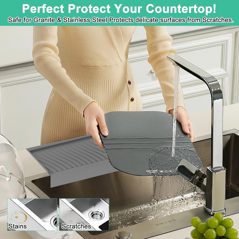 CoolShef CoolShef Silicone Sink Splash Guard for Kitchen Basin - Flexible Sink Water Splash Guard, Cuttable Silicone Sink Edge Protector & Countertop Cover, Prevents Splashes, Stains, Scratches (4x20 Inches)  - Image 2
