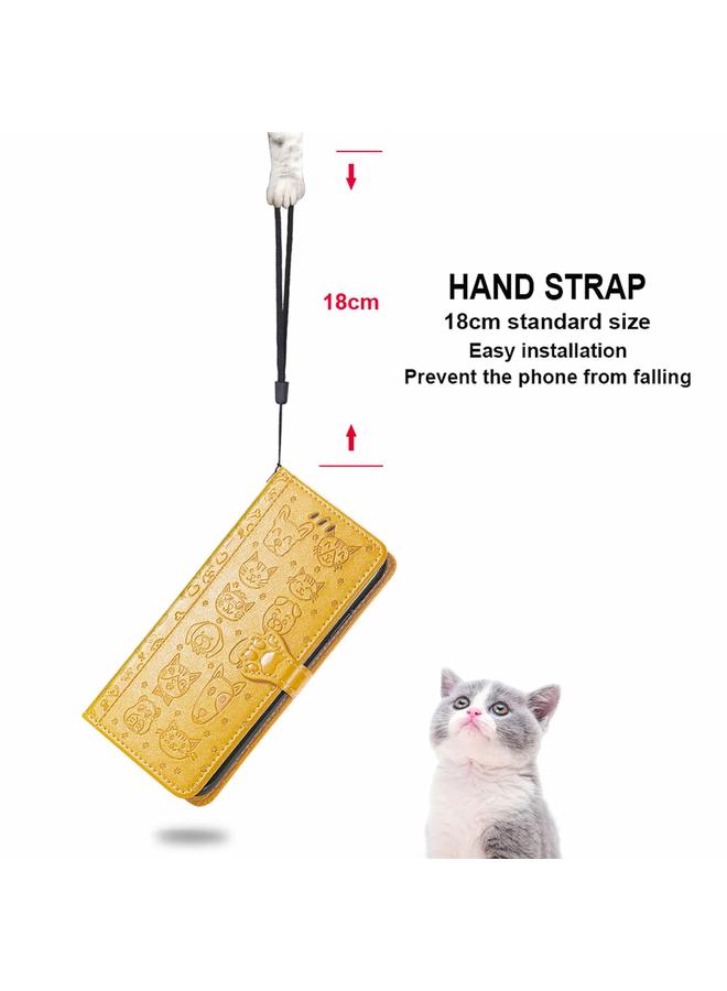 Zaboon Case For Infinix Note 10 Pro Lovely Cat and Dog Embossing Pattern Horizontal Flip Leather Case , with Holder & Card Slots & Wallet & Cartoon Clasp & Lanyard - Image 5