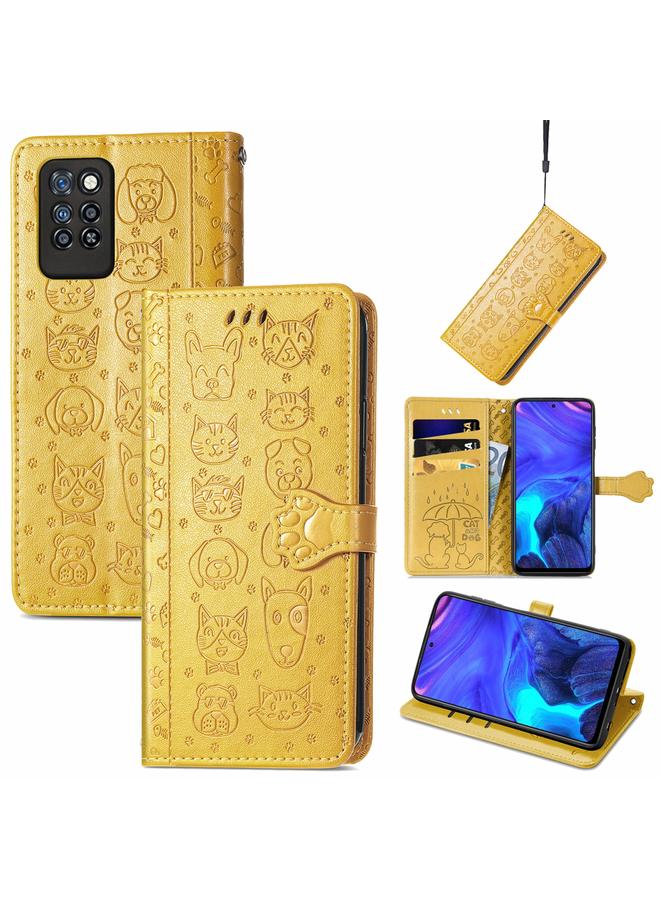 Zaboon Case For Infinix Note 10 Pro Lovely Cat and Dog Embossing Pattern Horizontal Flip Leather Case , with Holder & Card Slots & Wallet & Cartoon Clasp & Lanyard - Image 1