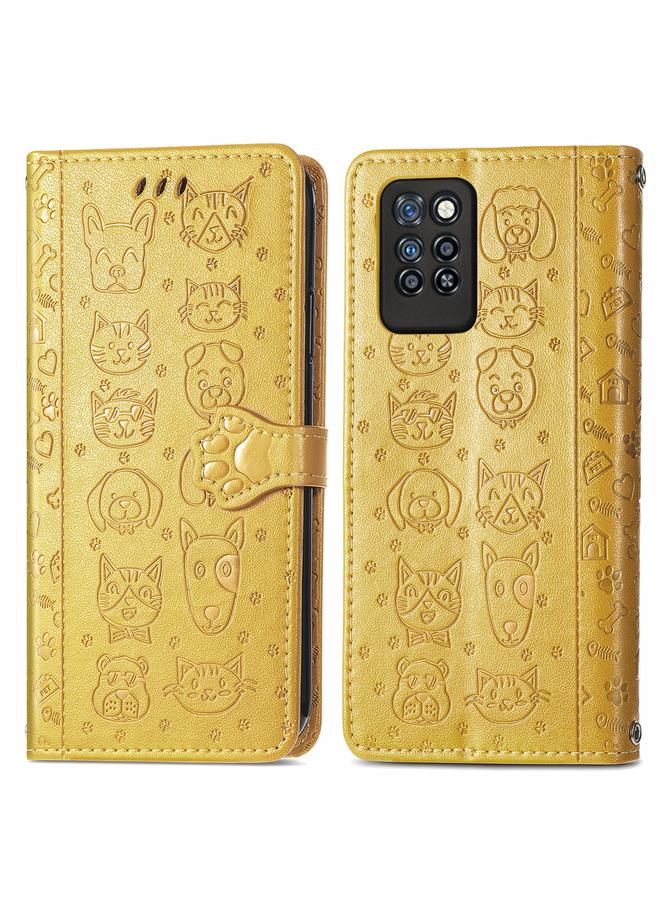 Zaboon Case For Infinix Note 10 Pro Lovely Cat and Dog Embossing Pattern Horizontal Flip Leather Case , with Holder & Card Slots & Wallet & Cartoon Clasp & Lanyard - Image 2