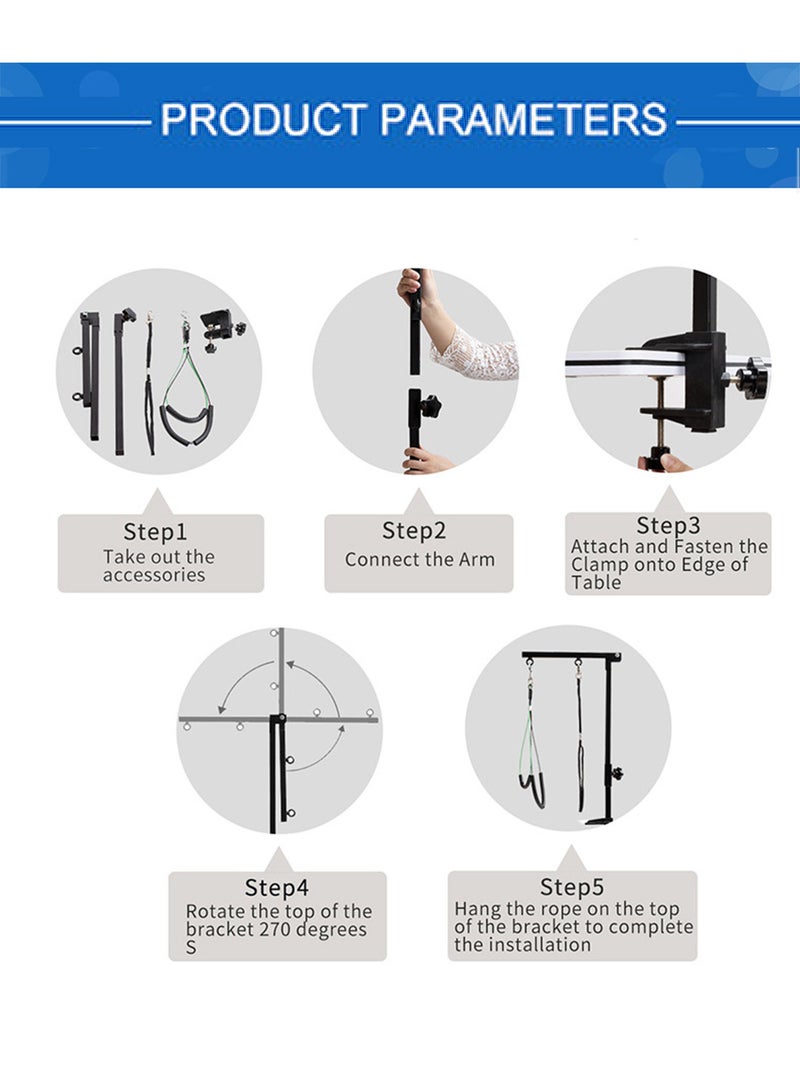 كيدل حامل طاولة العناية بالحيوانات الأليفة ملحقات طاولة العناية بالحيوانات الأليفة حامل ثابت قابل للطي من المعدن الأسود - Image 4