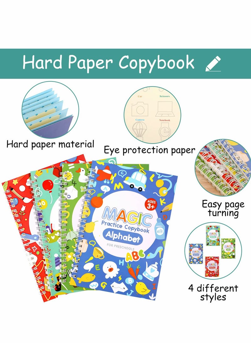 Practice Copybook Handwriting Copybook Set with Magic Pens English Magic Calligraphy Copybook Set Practical Writing Paste Board for Kids Writing Exercise Book for Preschoolers - Image 3
