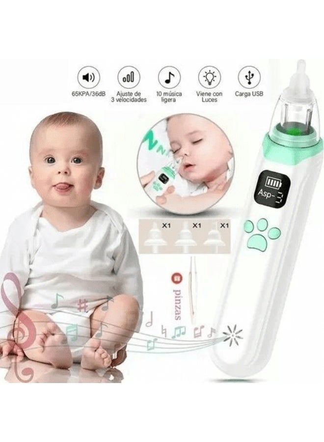شفاط الأنف الكهربائي للأطفال Electric Baby Nasal Aspirator شفاط انف للرضع قابل للشحن USB مع 3 مستويات شفط و4 رؤوس سيليكون موسيقى مهدئة جهاز تنظيف الأنف للمواليد والأطفال - Image 5