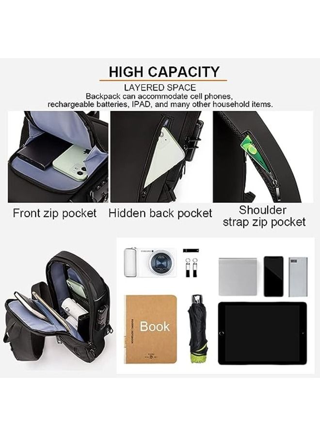USB Charging Men’s Multifunction Chest Bag – Anti-Theft Sling Bag with Password Lock, Adjustable Shoulder Strap, Sport & Travel Crossbody Bag for Men  - Image 3