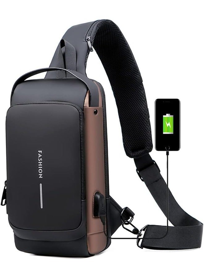 USB Charging Men’s Multifunction Chest Bag – Anti-Theft Sling Bag with Password Lock, Adjustable Shoulder Strap, Sport & Travel Crossbody Bag for Men  - Image 1