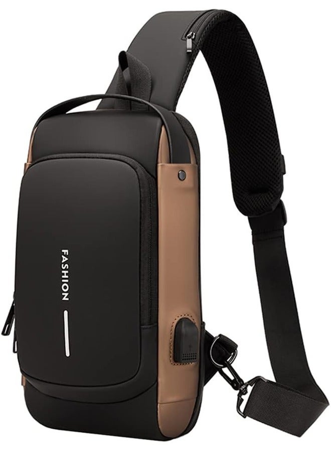 USB Charging Men’s Multifunction Chest Bag – Anti-Theft Sling Bag with Password Lock, Adjustable Shoulder Strap, Sport & Travel Crossbody Bag for Men  - Image 2