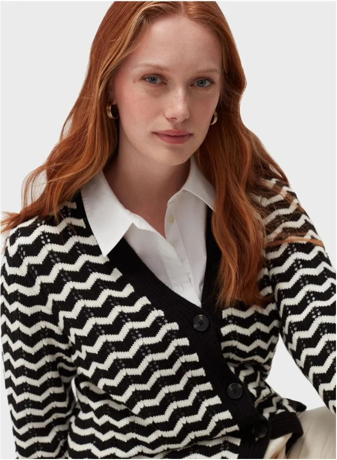 Ovs Striped Button Detail Sweaters