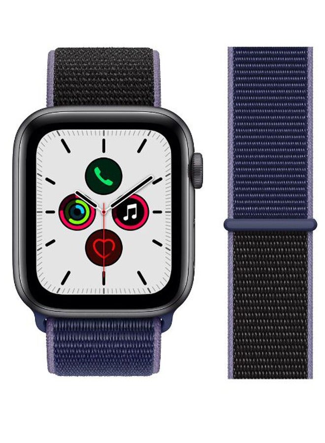 BORTONY Nylon Replacement Band For Apple Watch Series 5/4/3/2/1  42-44mm Midnight Blue/Black - Image 1