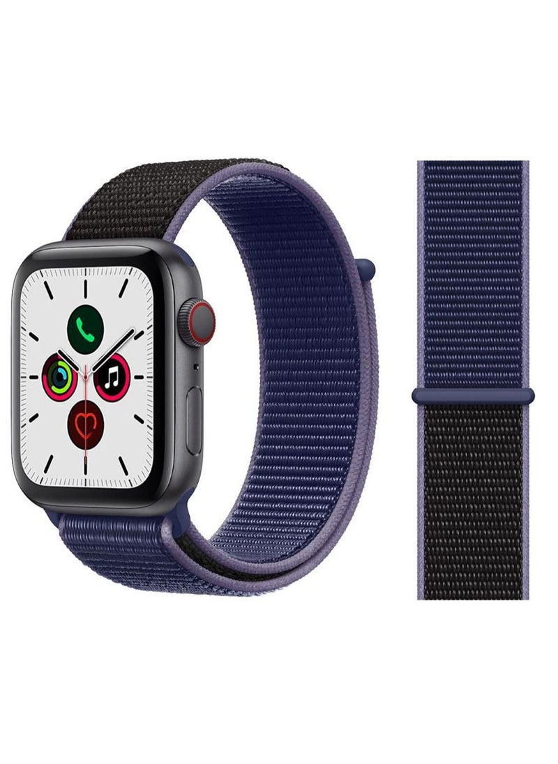 BORTONY - Nylon Replacement Band For Apple Watch Series 5/4/3/2/1  42-44mm Midnight Blue/Black - Image 1
