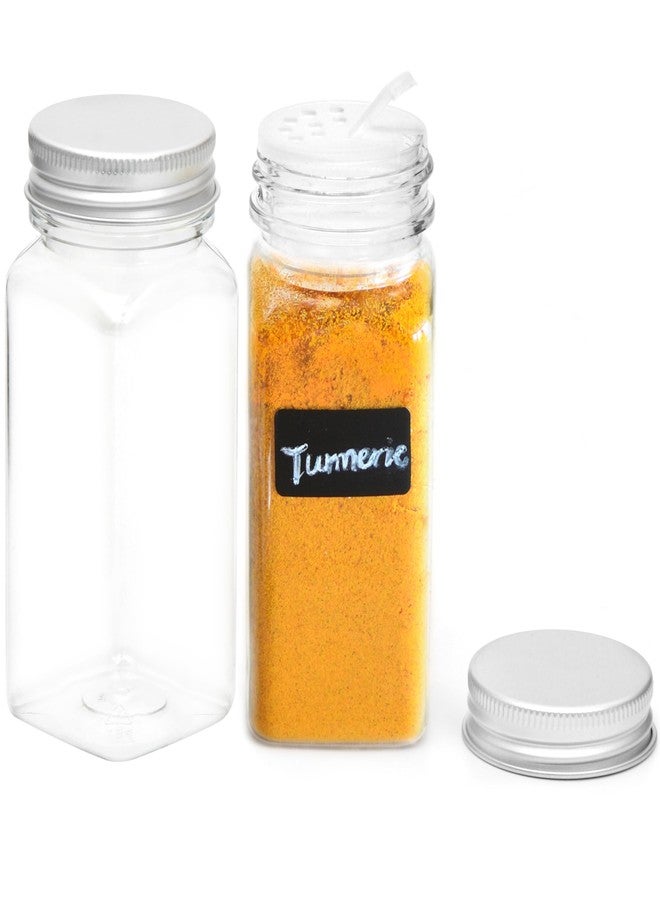 Youngever 12 Pack 4 Ounce Plastic Spice Jars, Clear Spice Containers with Shaker Tops, Square Spice Bottles With Funnel and Extra Labels - Image 1