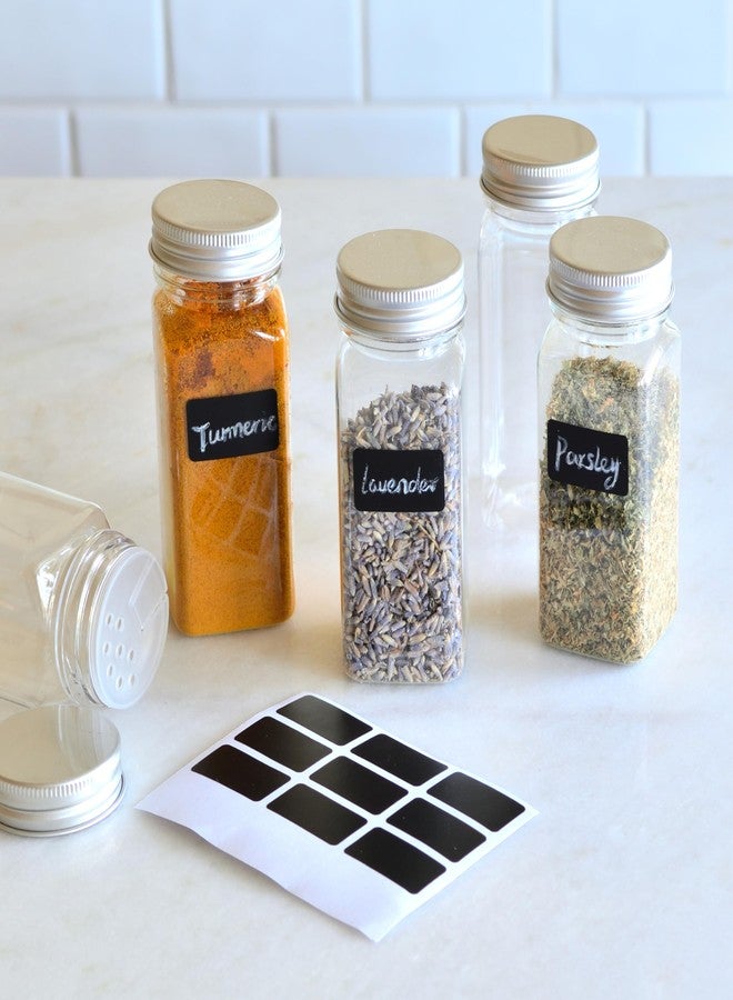 Youngever 12 Pack 4 Ounce Plastic Spice Jars, Clear Spice Containers with Shaker Tops, Square Spice Bottles With Funnel and Extra Labels - Image 3