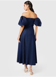 Embroidered Panel Off Shoulder Denim Dress - pzsku/Z59218168D45FB87A9313Z/45/_/1736838952/b421a775-f4aa-4e0a-b4bd-16d8ce496581